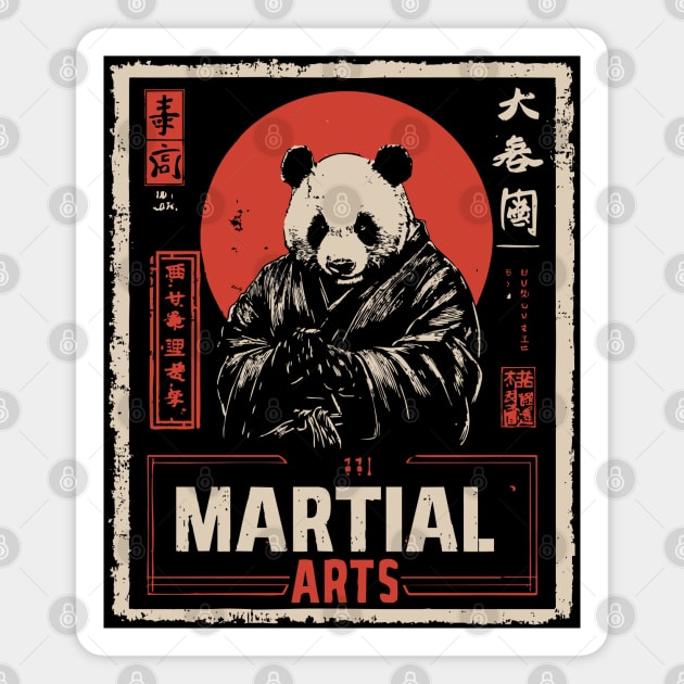Martial Arts Panda – Kung Fu Animal Warrior in Vintage Style Magnet by TuncGK